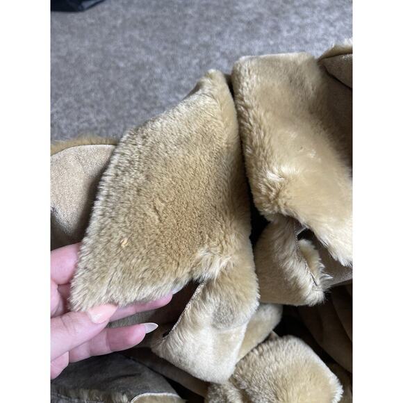 Marvin Richard’s Suede Leather Faux Fur Trim Tan Coat Size Large Y2K Vintage - Picture 8 of 11